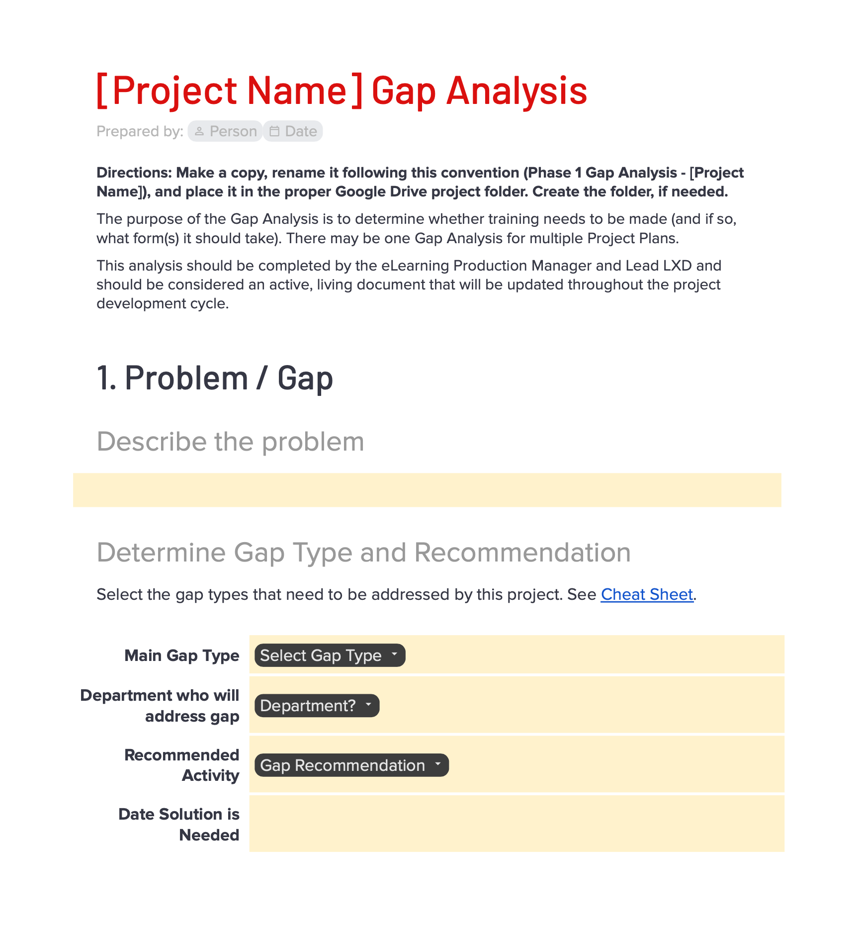 Gap Analysis Template